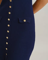 Blue U Neck Sleeveless Sweater Dress - Threadford