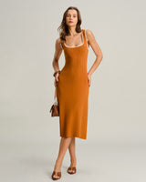 Brown Contrast Slip Sweater Dress - Threadford