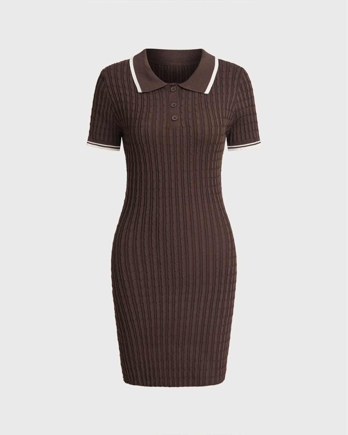 Coffee Bodycon Sweater Mini Dress - Threadford