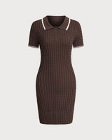 Coffee Bodycon Sweater Mini Dress - Threadford