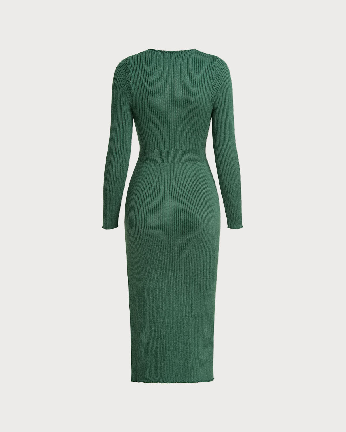 Green Slit Wrap Sweater Dress - Threadford