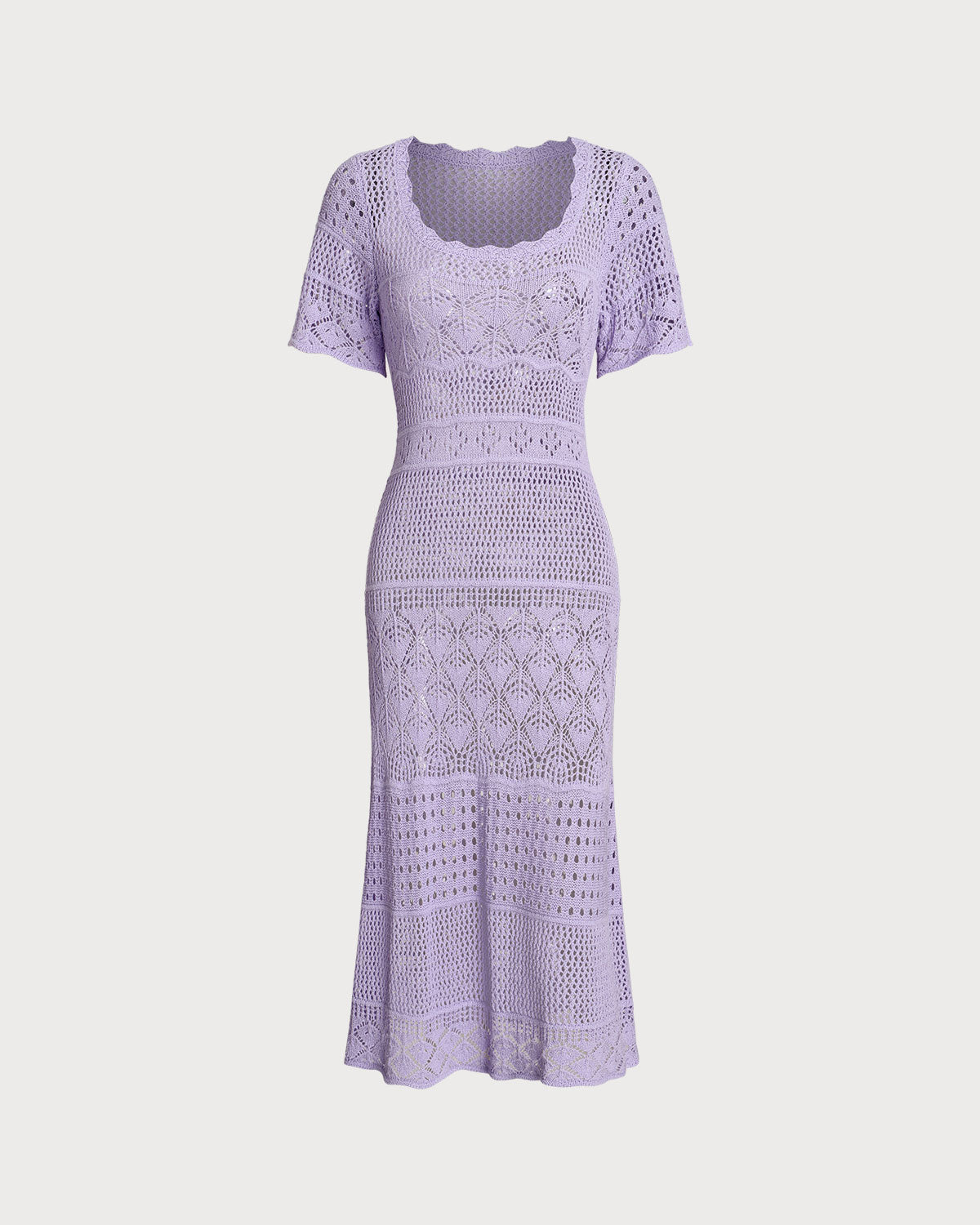 Purple U Neck Cut Out Sweater Dress - Threadford