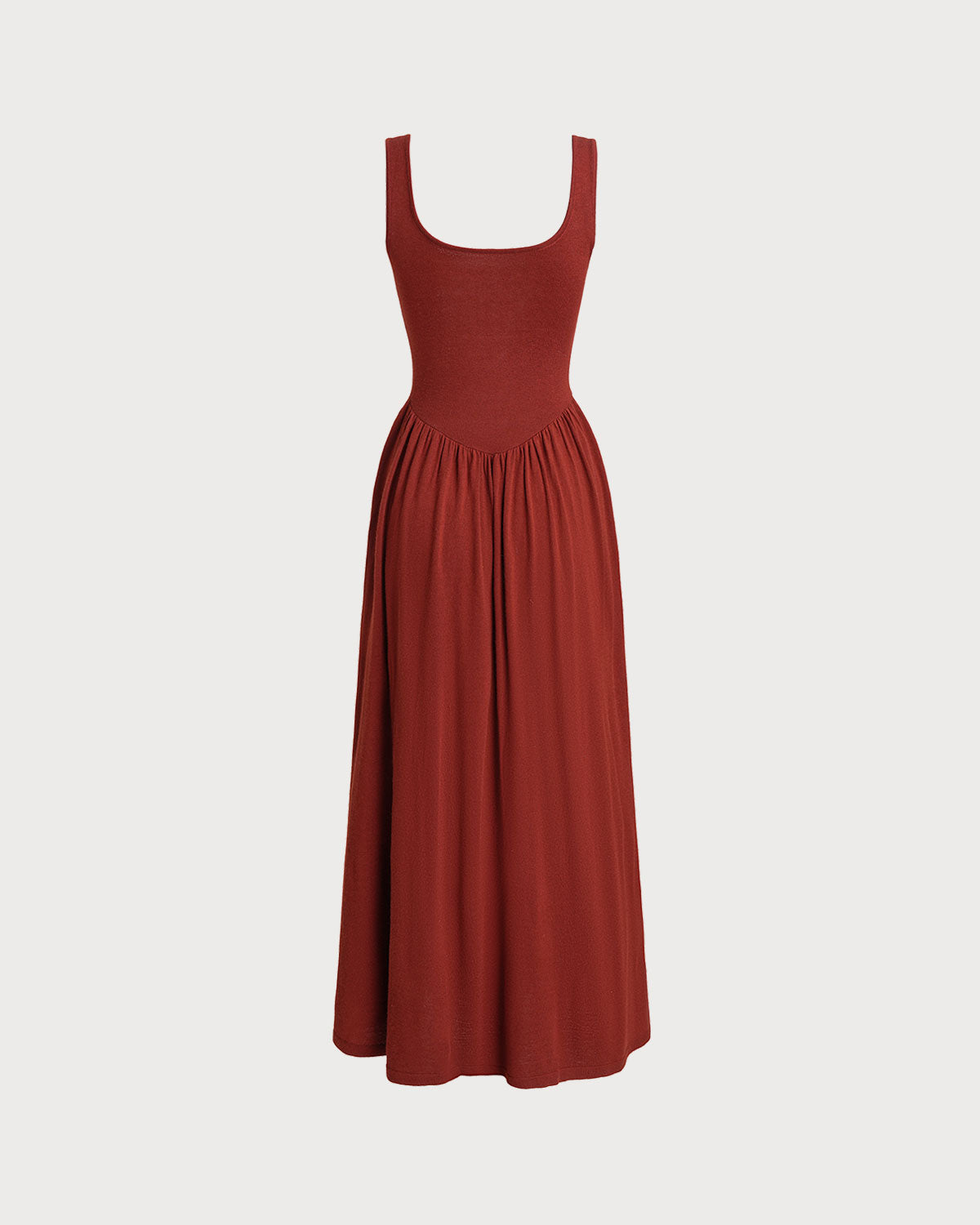 Red U Neck A-Line Sleeveless Sweater Dress - Threadford