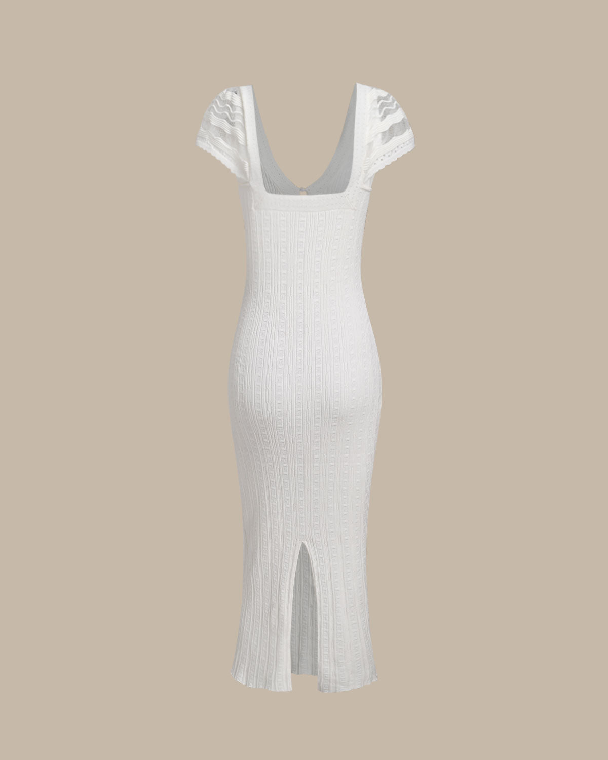 White Crochet Bodycon Sweater Dress - Threadford