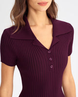 Wine Red Bodycon High Stretch Sweater Dress - Threadford