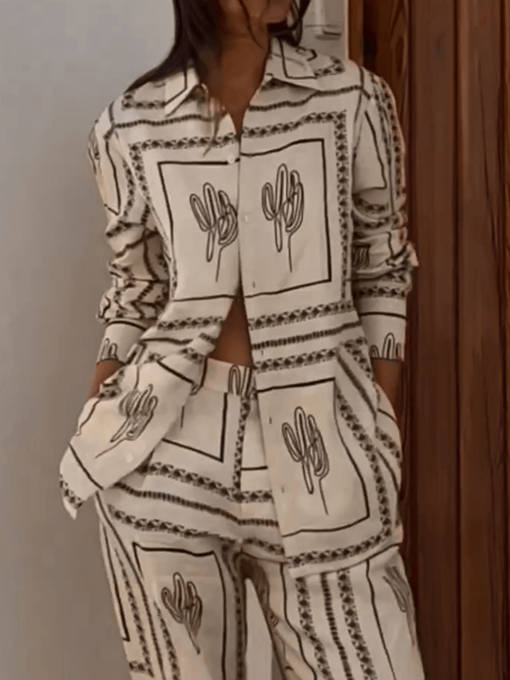 Abstract Geometric Line Printing Two-Pieces Set - Threadford