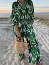 Unique Ethnic Pattern Printed Long-Sleeved Shirt And Wide-Leg Pants Set - Threadford