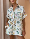Personalized Fish Print Vacation Short Sleeve Shirt Tie-Dye Shorts Set - Threadford