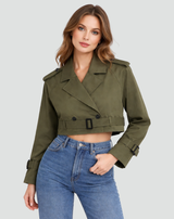 Elena | Women's Cropped Belted Trench Coat