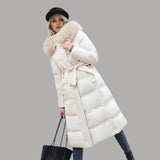 Qadira | Long Puffer Coat with Fur-Trimmed Hood