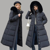 Qadira | Long Puffer Coat with Fur-Trimmed Hood