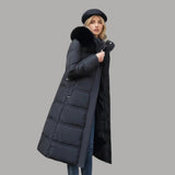 Qadira | Long Puffer Coat with Fur-Trimmed Hood