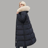 Qadira | Long Puffer Coat with Fur-Trimmed Hood