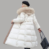 Qadira | Long Puffer Coat with Fur-Trimmed Hood