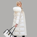Qadira | Long Puffer Coat with Fur-Trimmed Hood