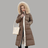 Qadira | Long Puffer Coat with Fur-Trimmed Hood
