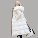 Qadira | Long Puffer Coat with Fur-Trimmed Hood