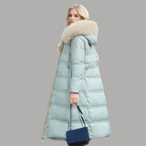 Qadira | Long Puffer Coat with Fur-Trimmed Hood