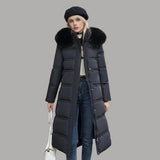 Qadira | Long Puffer Coat with Fur-Trimmed Hood