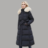 Qadira | Long Puffer Coat with Fur-Trimmed Hood