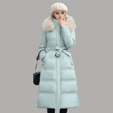 Qadira | Long Puffer Coat with Fur-Trimmed Hood