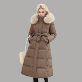 Qadira | Long Puffer Coat with Fur-Trimmed Hood