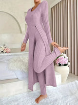 Bella | Casual Knit Dress with Side Slit and Leggings Set