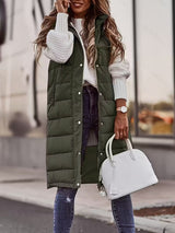 Una | Long Quilted Vest with Adjustable Hood
