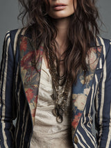 Emma | Bohemian Artisan Mixed-Print Striped Blazer