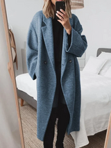Mila | Women's Long Overcoat with Wide Lapel and Double Buttons