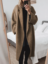 Mila | Women's Long Overcoat with Wide Lapel and Double Buttons
