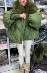 Vivienne | Women's Hooded Jacket with Plush Trim & Cinched Waist