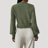Whitney | Cropped V-Neck Wrap Knit Top