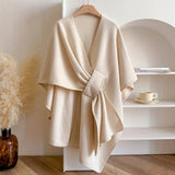 Sienna | Women's Wrap Coat with Draped Shawl Collar & Tie Waist