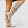 Wendy | Elegant Gathered Knee-High Boots with Side Zipper