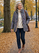 Odette | Floral Quilted Coat with Button Closure