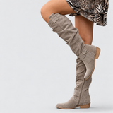 Wendy | Elegant Gathered Knee-High Boots with Side Zipper