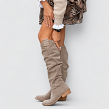 Wendy | Elegant Gathered Knee-High Boots with Side Zipper