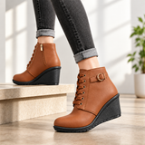 Faith | Wedge Ankle Boots with Lacing and Buckle Detail