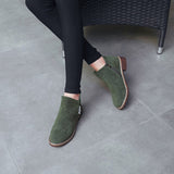Olive | Women's Suede Ankle Boots with Block Heel