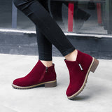 Olive | Women's Suede Ankle Boots with Block Heel