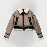 Pia | Multi-Functional Khaki Leather Jacket