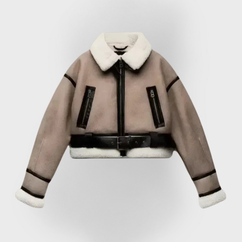 Pia | Multi-Functional Khaki Leather Jacket
