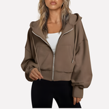 Madison | Women's Cropped Zip-Up Hoodie with Oversized Fit