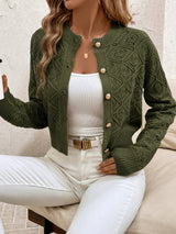 Serena | Women's Textured Diamond-Knit Button Cardigan