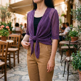 Eleanor | Sheer Tie-Front Cardigan for Women