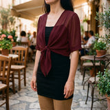 Eleanor | Sheer Tie-Front Cardigan for Women