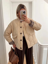 Chloe | Women’s Quilted Jacket with Leopard Lining