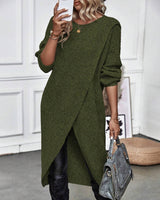 Elowen | Women's Sweater Dress with Asymmetric Wrap Front