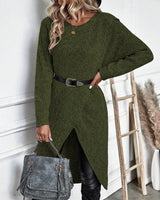 Elowen | Women's Sweater Dress with Asymmetric Wrap Front